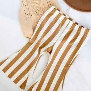 Boho bell bottom- Tan stripe pants